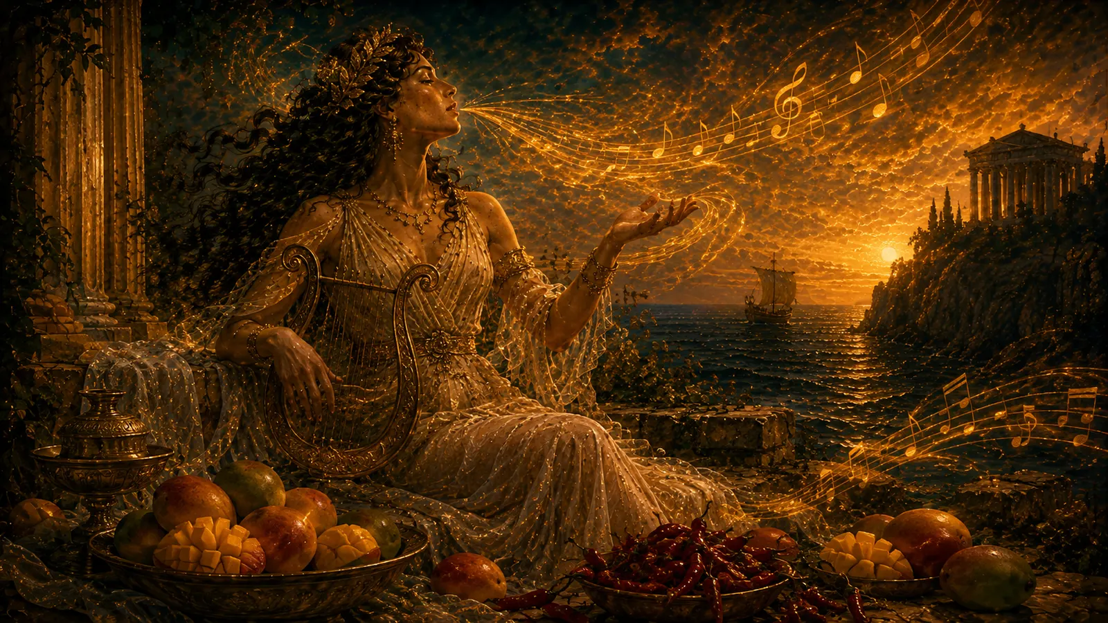 Calíope entre mangos y chilis, cantando al mar